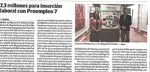Recorte de prensa del Diario Ideal del 18 de enero de 2020: 7,3 millones para inserción laboral con Proempleo7